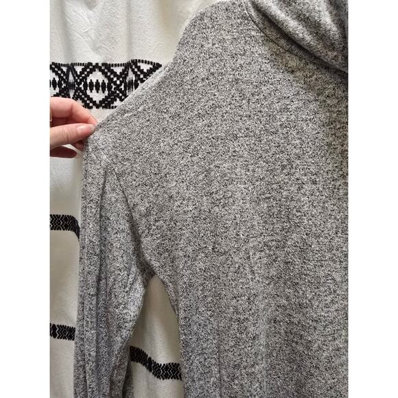 Lucky Brand light gray heathered cowl neck soft sweater drawstring medium - Picture 5 of 11